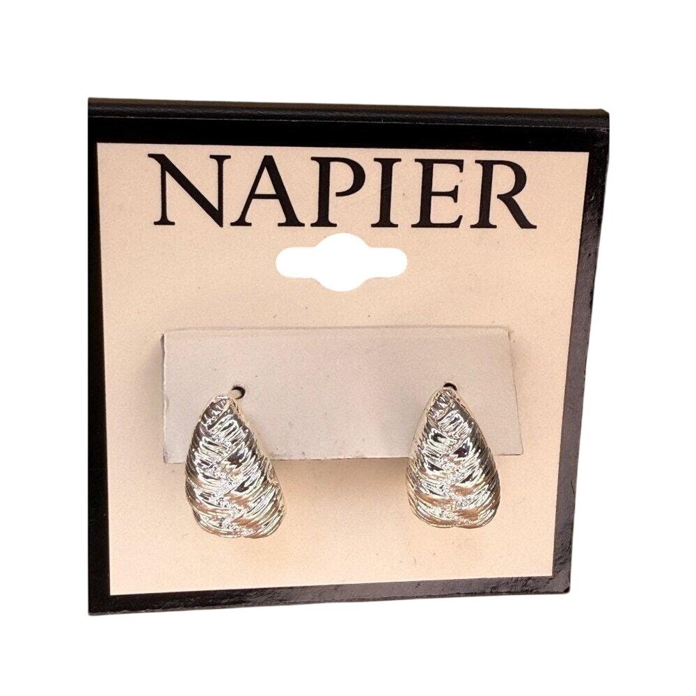 Classic Textured Silver Tone Hoop‎ Earrings from Napier